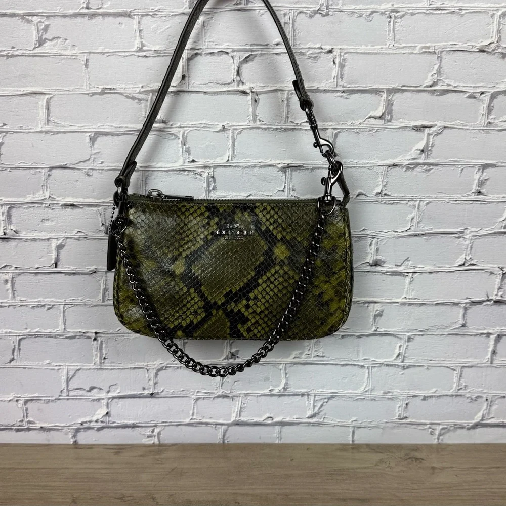 NWT Coach Nolita 19 Snake Print Wristlet/Small bag Olive Green CCF62 Styled Set